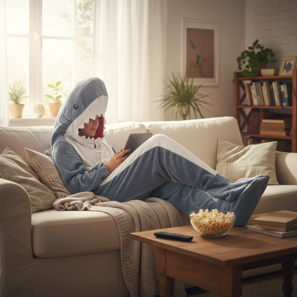 Shark Fleece Hooded Blanket - Cozy Wearable Blanket