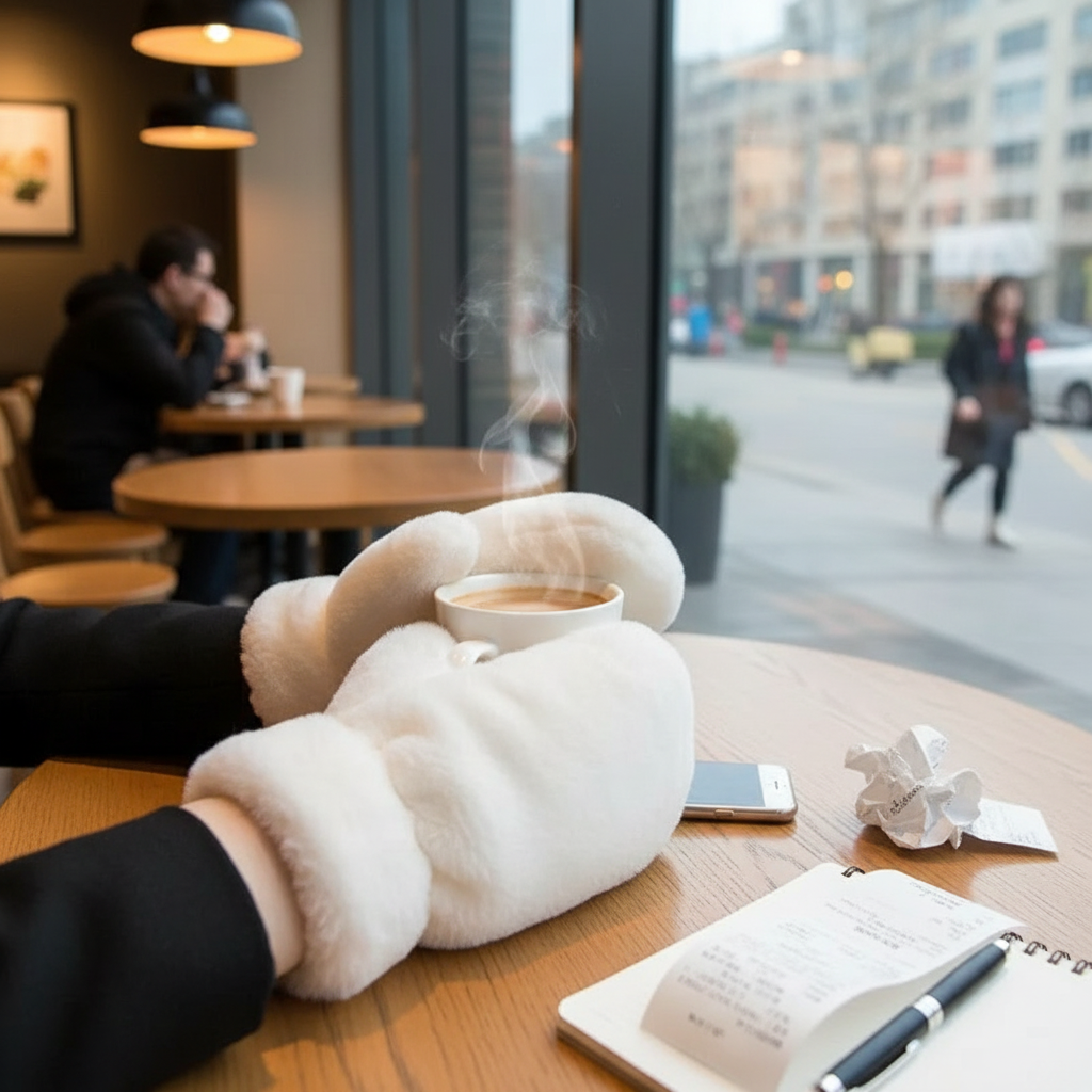 Fluffy Plush Winter Mittens for Women