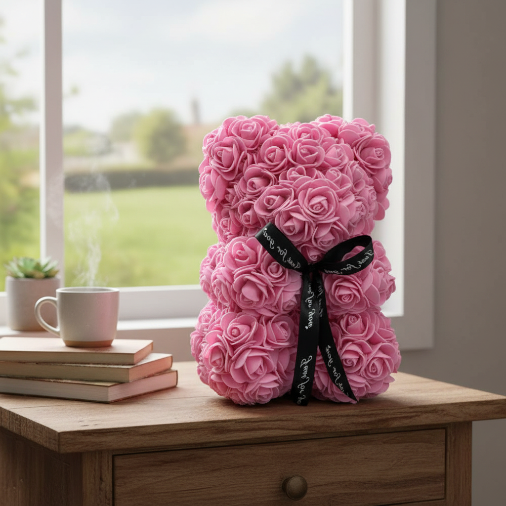 Rose Teddy Bear - Flower & Plush Combo Gift