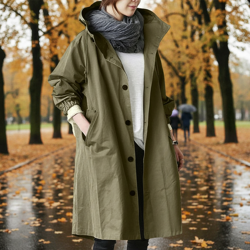 Women's Long Waterproof Raincoat | AtlasBay
