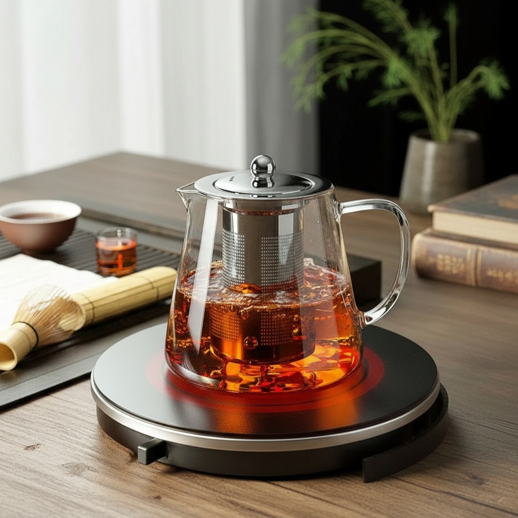 Heat Resistant Glass Teapot with Mesh Strainer