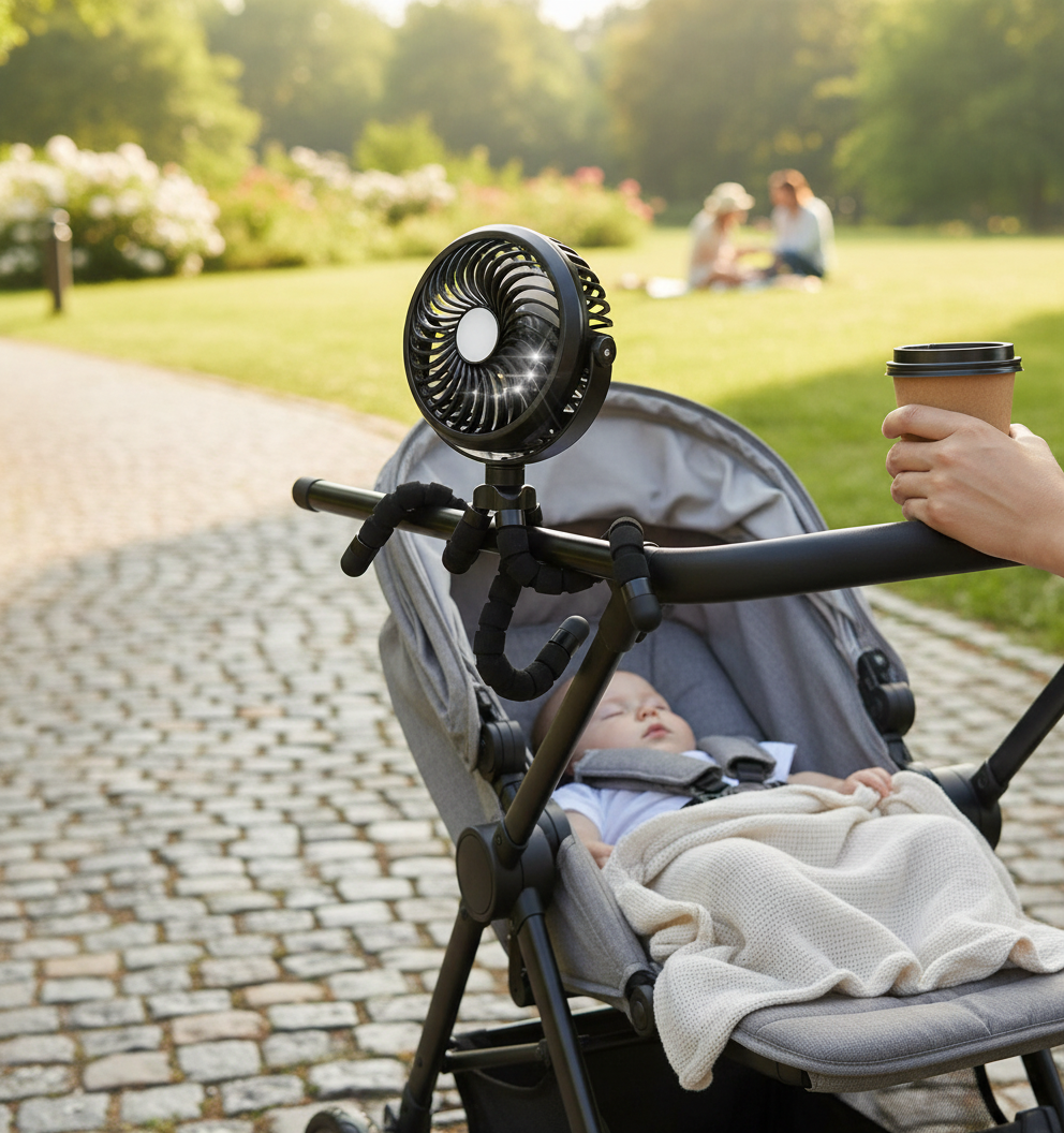 Portable Stroller Fan with Flexible Clip