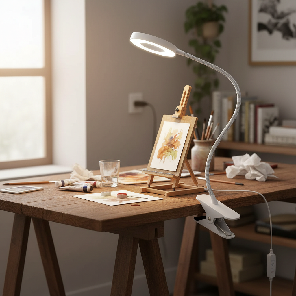 360° Clamp Desk Lamp with Flexible Gooseneck