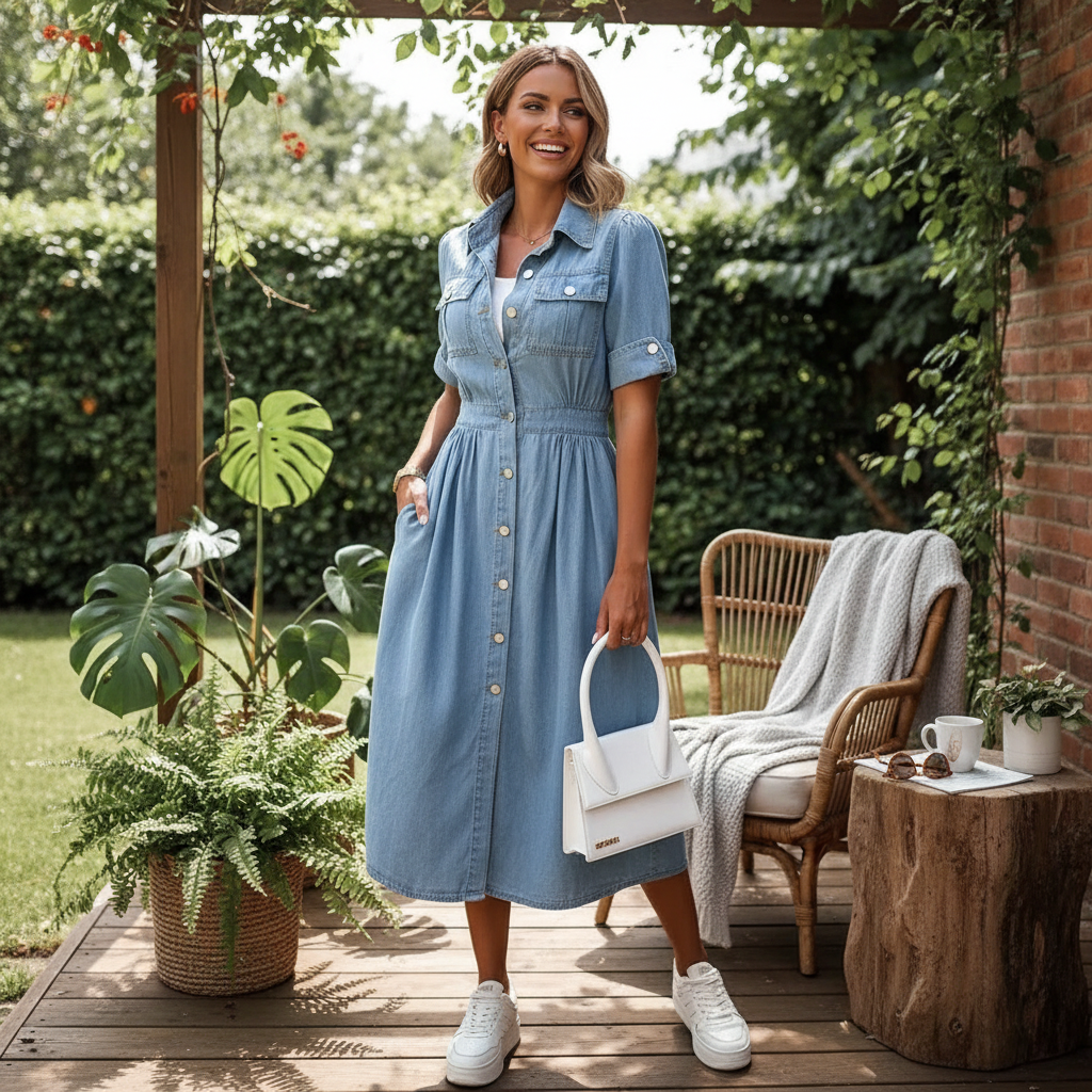 Women's Denim Dress - Modern Casual Style