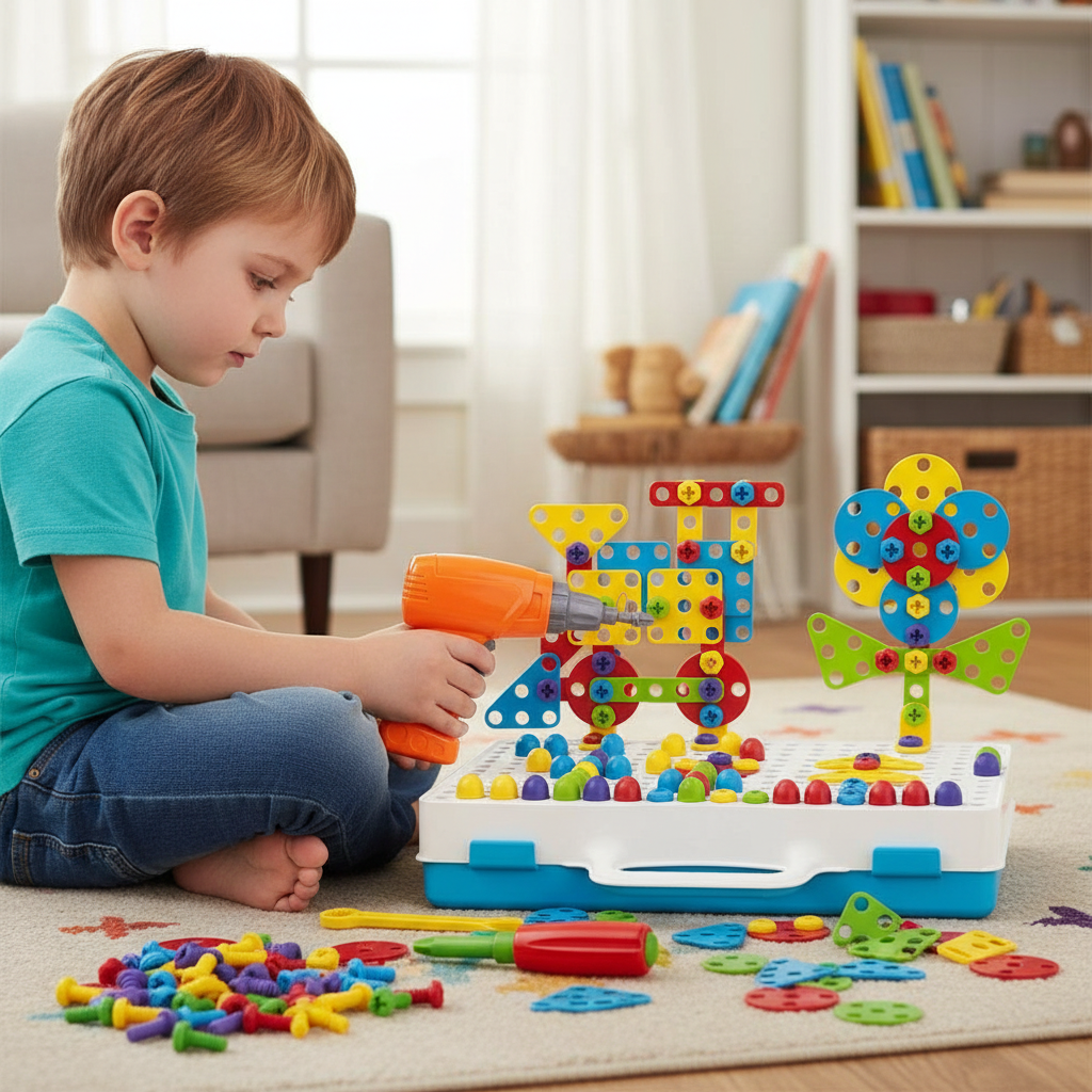 237-Piece Building Toy Set with Drill & Screwdriver