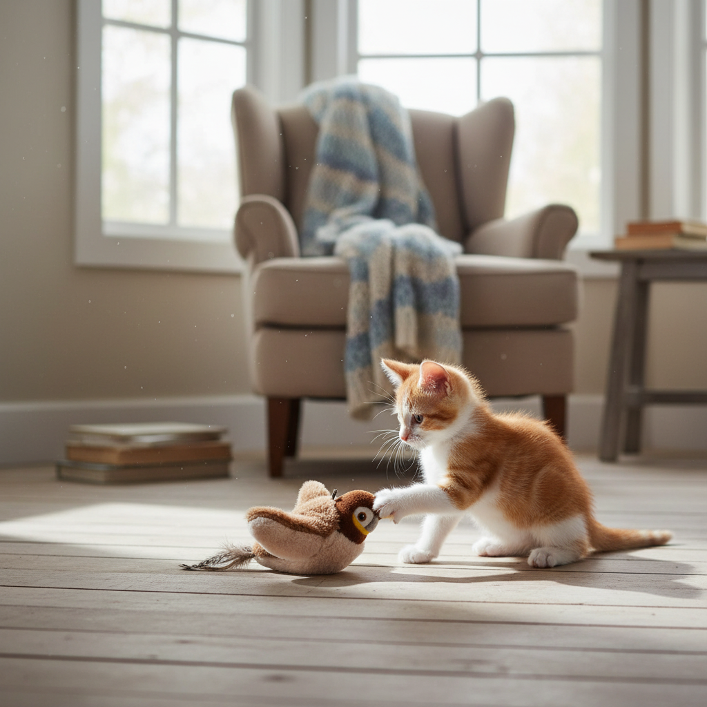 Interactive Cat Chase Toy with Flapping Bird