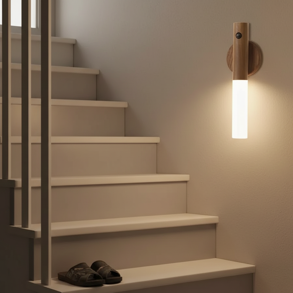 Motion Sensor Night Light with Magnetic Base | Wood Grain