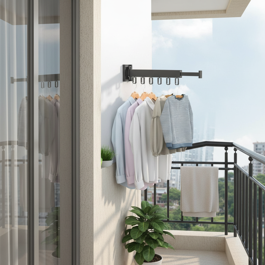 Wall Mount Retractable Clothes Drying Rack