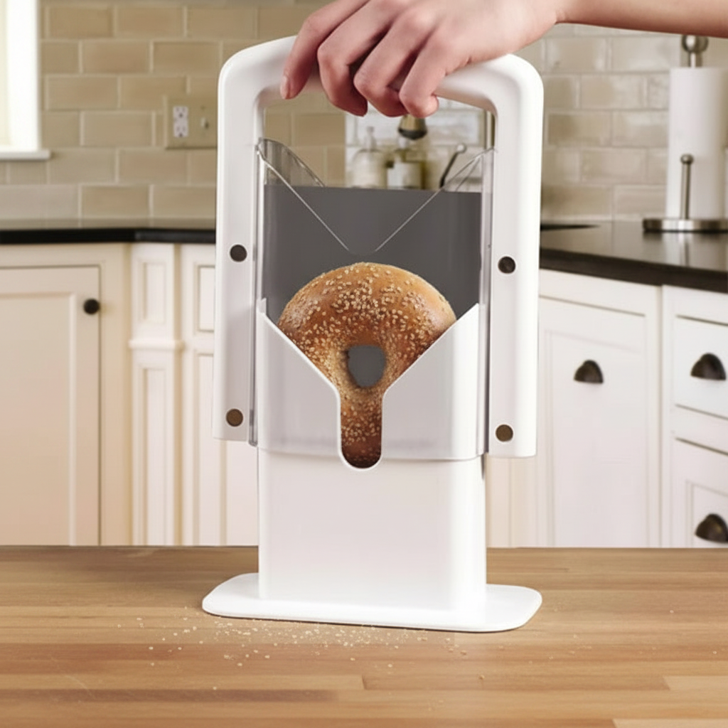 Stainless Steel Bagel Slicer - Even Cuts for All Sizes