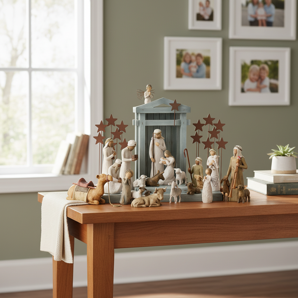 Handmade Nativity Set - 20 Piece Barn Wood Creche