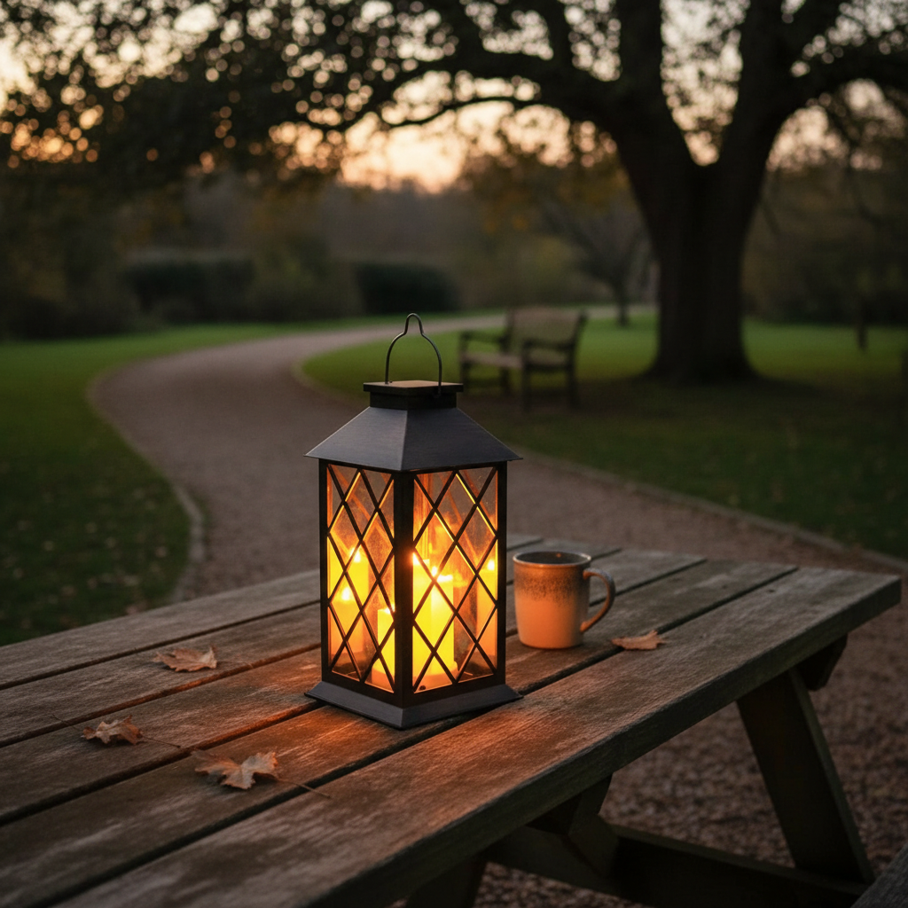 Solar Garden Hanging Lantern with LED Candles