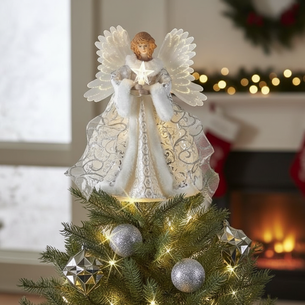 Animated Angel Christmas Tree Topper with Lights