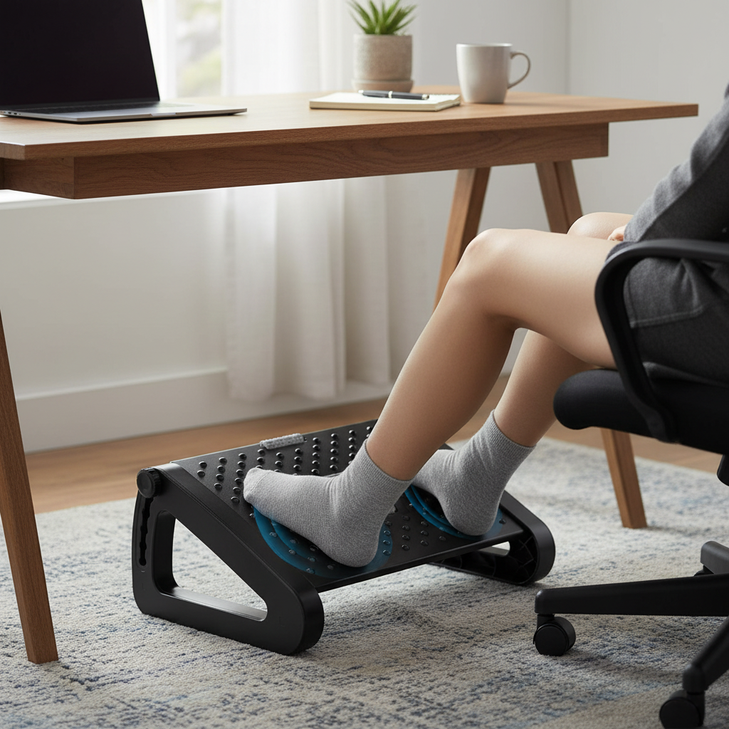 Adjustable Under Desk Foot Rest with Massage