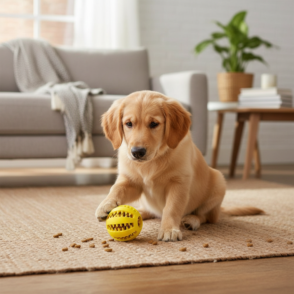 Interactive Rubber Dog Ball with Treat Dispenser