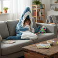 Shark Hoodie Blanket | Soft Flannel Wearable Wrap