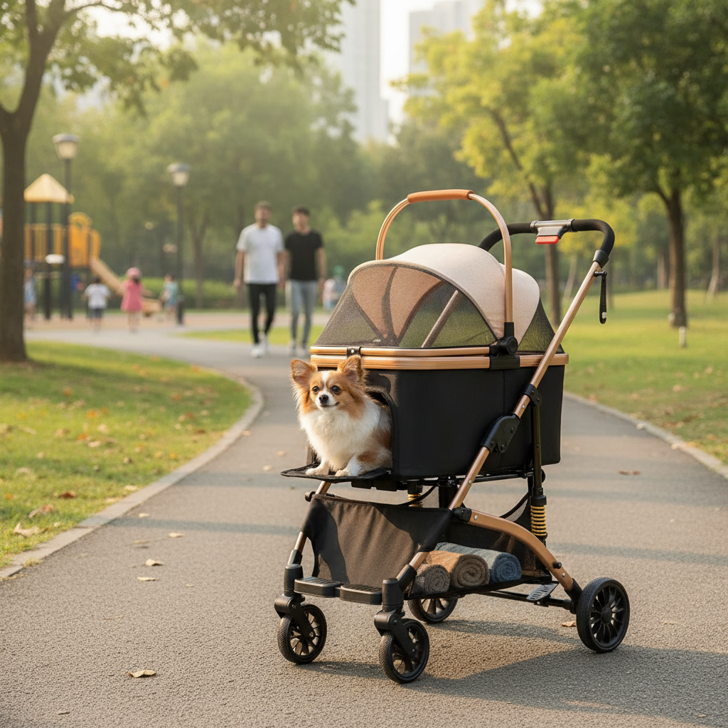 2-in-1 Dog Stroller with Removable Transport Box