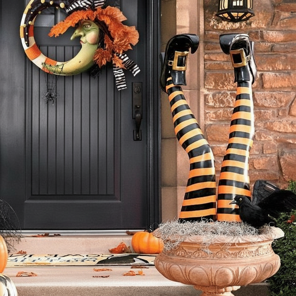 Witch Leg Stakes - Set of 2 Halloween Yard Decorations
