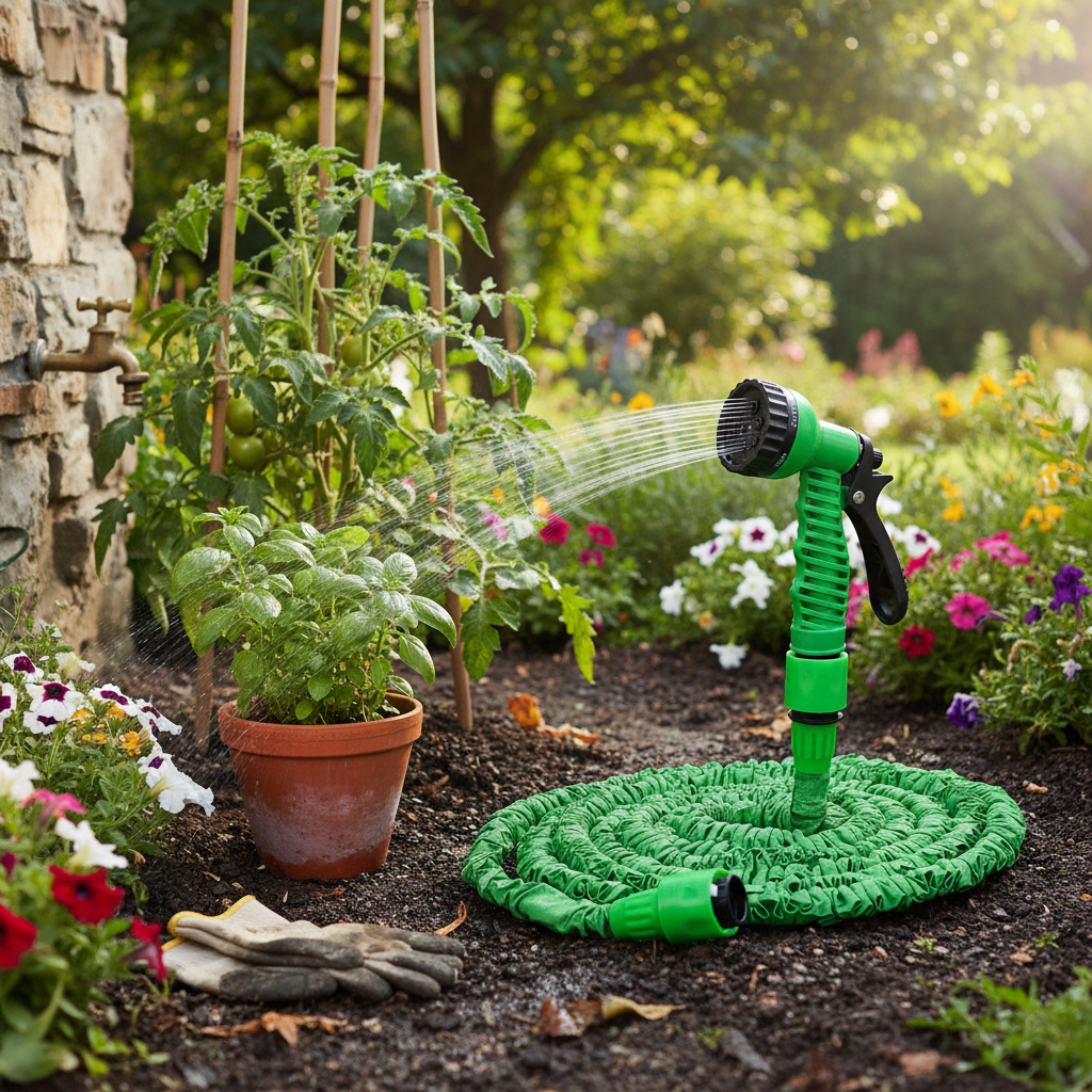 Expandable Garden Water Hose with Spray Nozzle
