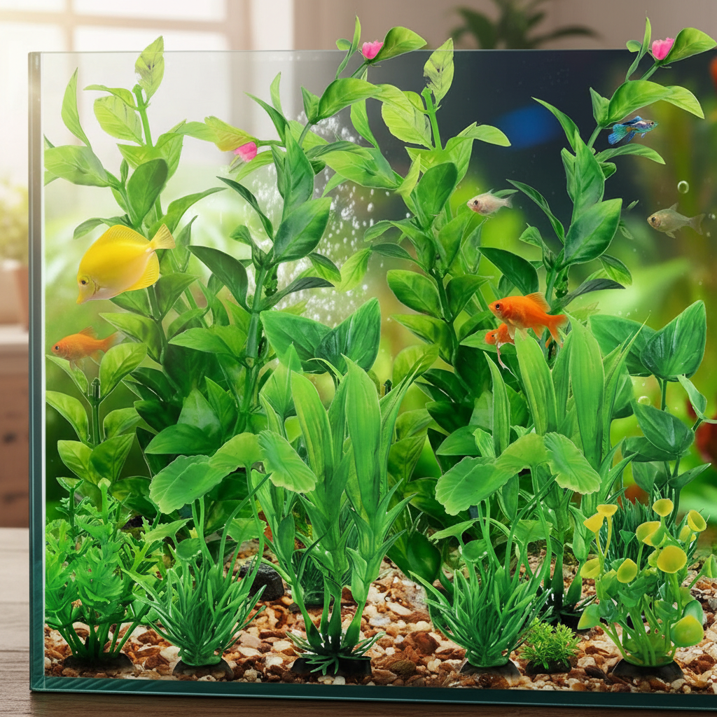 Artificial Aquarium Plants with Weighted Base