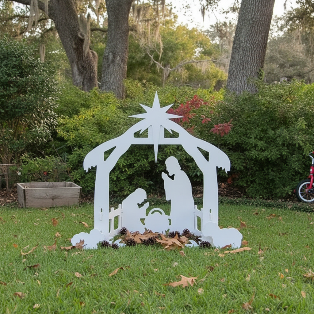 Outdoor Christmas Nativity Set - Holy Family Stable Display