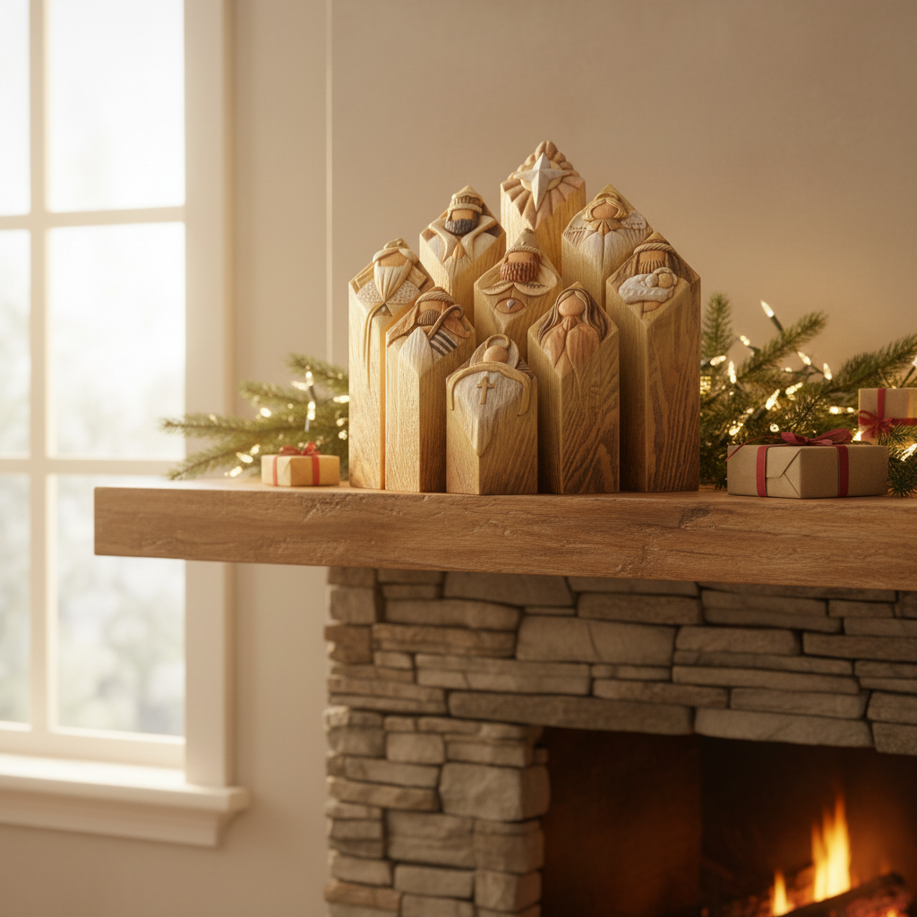 Nativity Scene Column Statues - Christmas Décor
