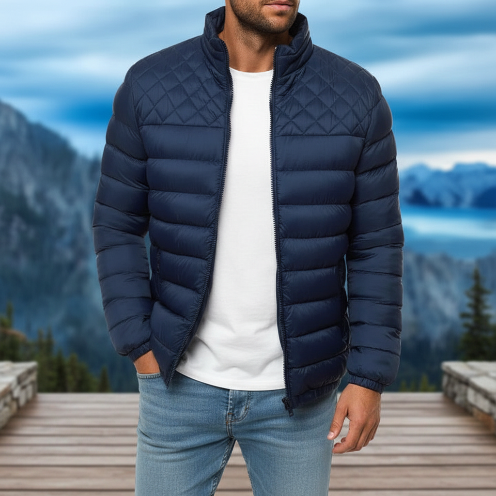 Men's Waterproof Quilted Jacket - Windproof Winter Coat