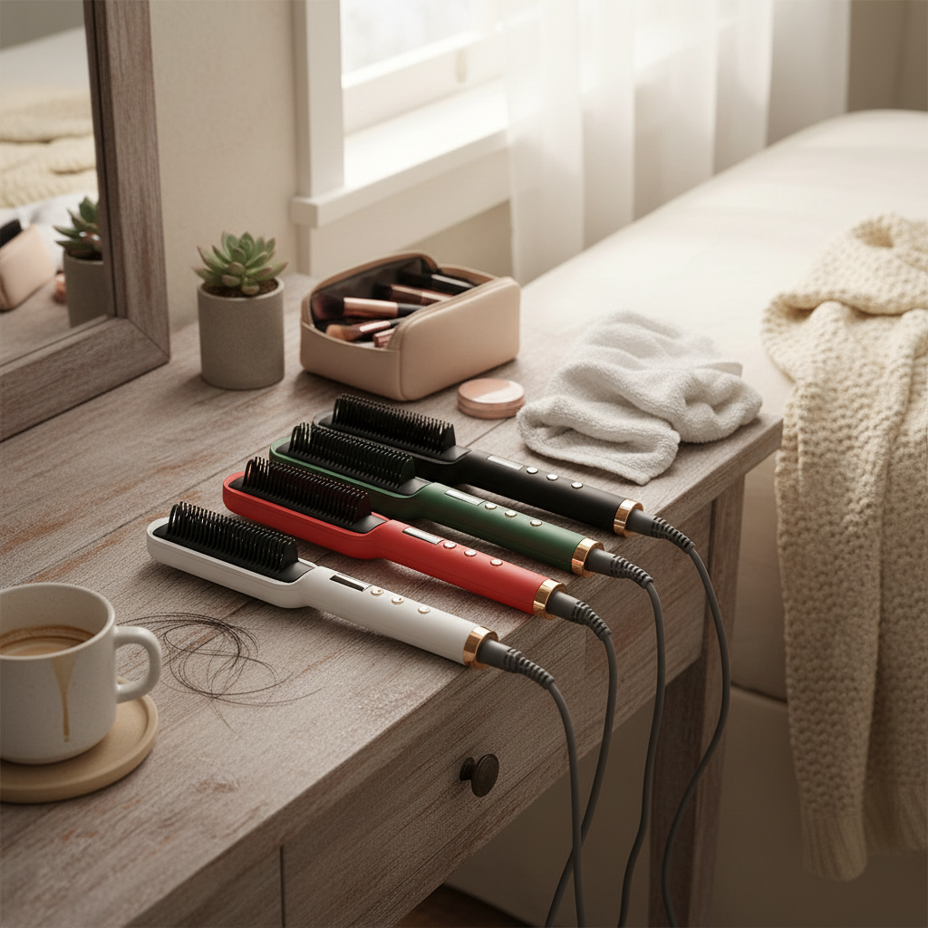 Hair Straightening Brush - Ionic Ceramic Straightener