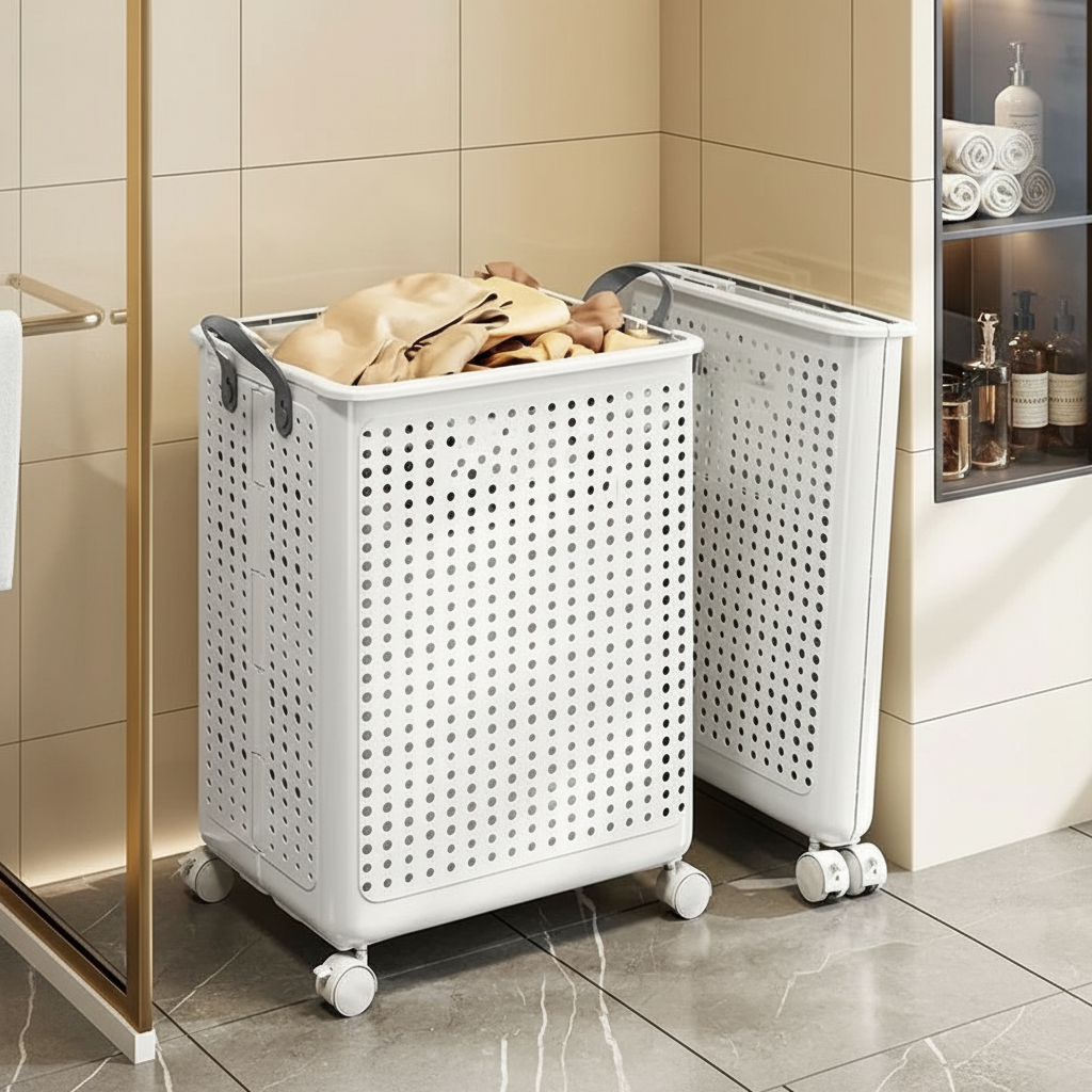 Large Foldable Laundry Basket with Wheels