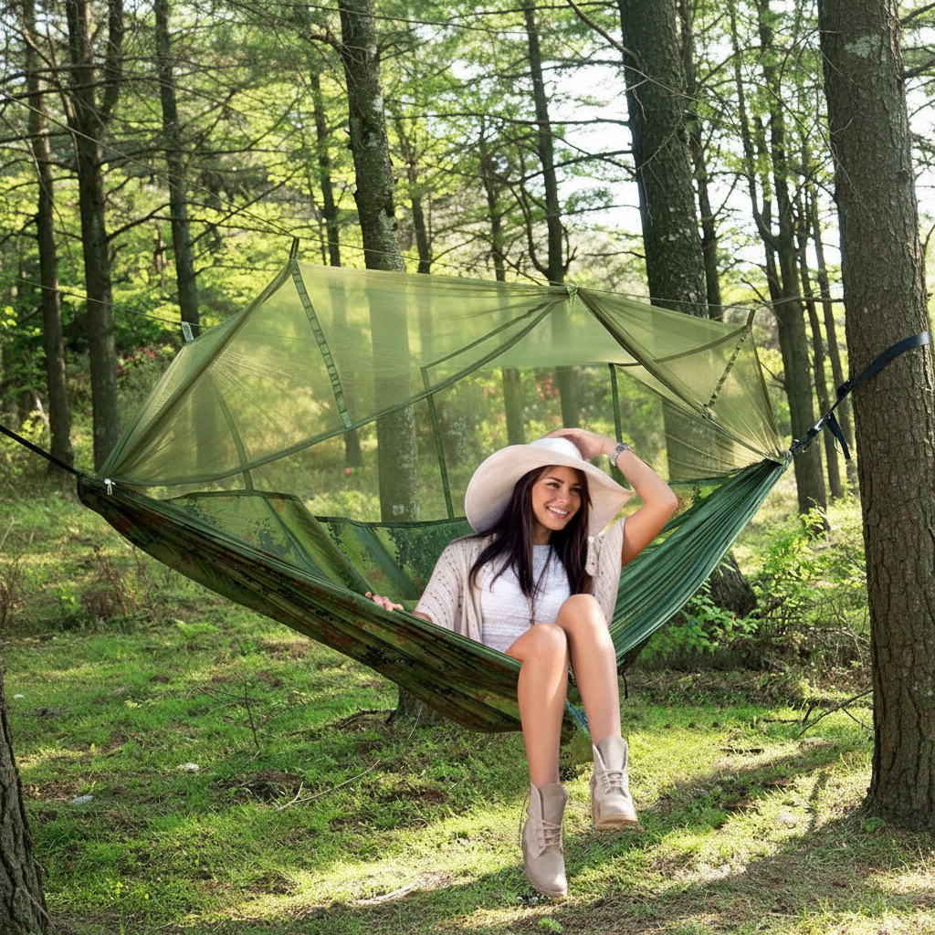 2-Person Camping Hammock with Canopy & Mosquito Net