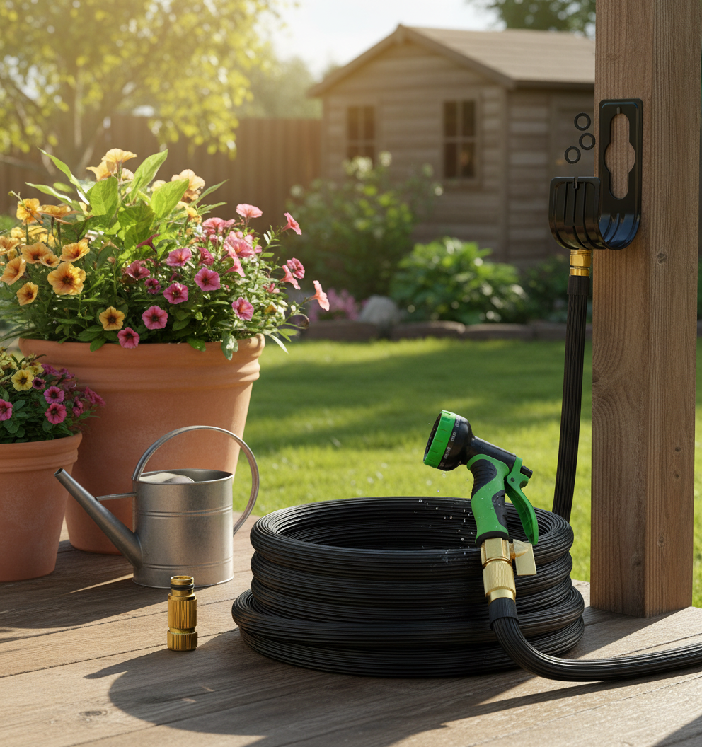 Expandable Garden Hose with 10-Function Spray Nozzle