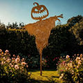 Rustic Metal Pumpkin Scarecrow Halloween Yard Decor