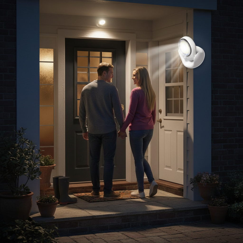 Motion-Activated LED Lamp with Rotating Mount