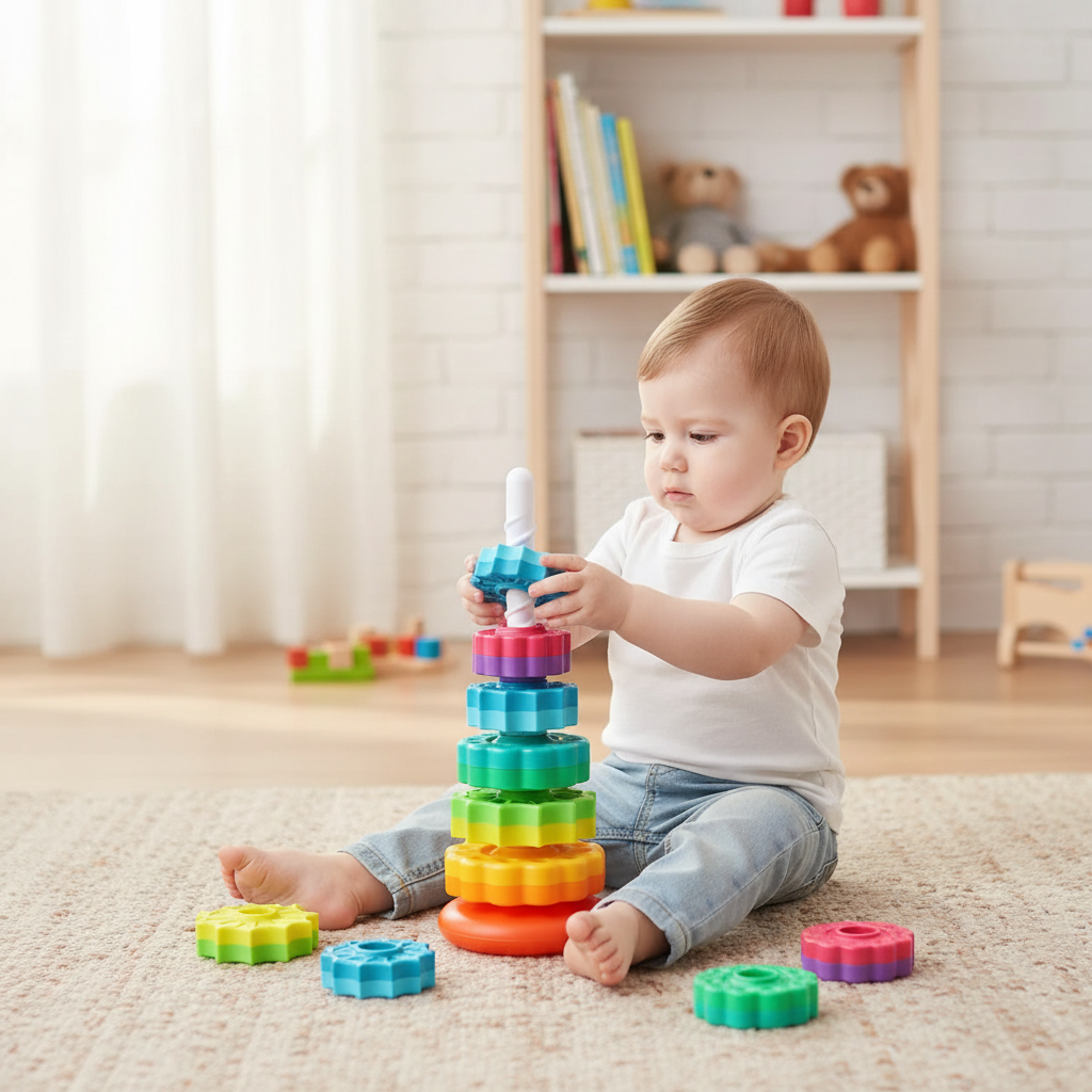 Rainbow Stacking Toys with Spinning Discs