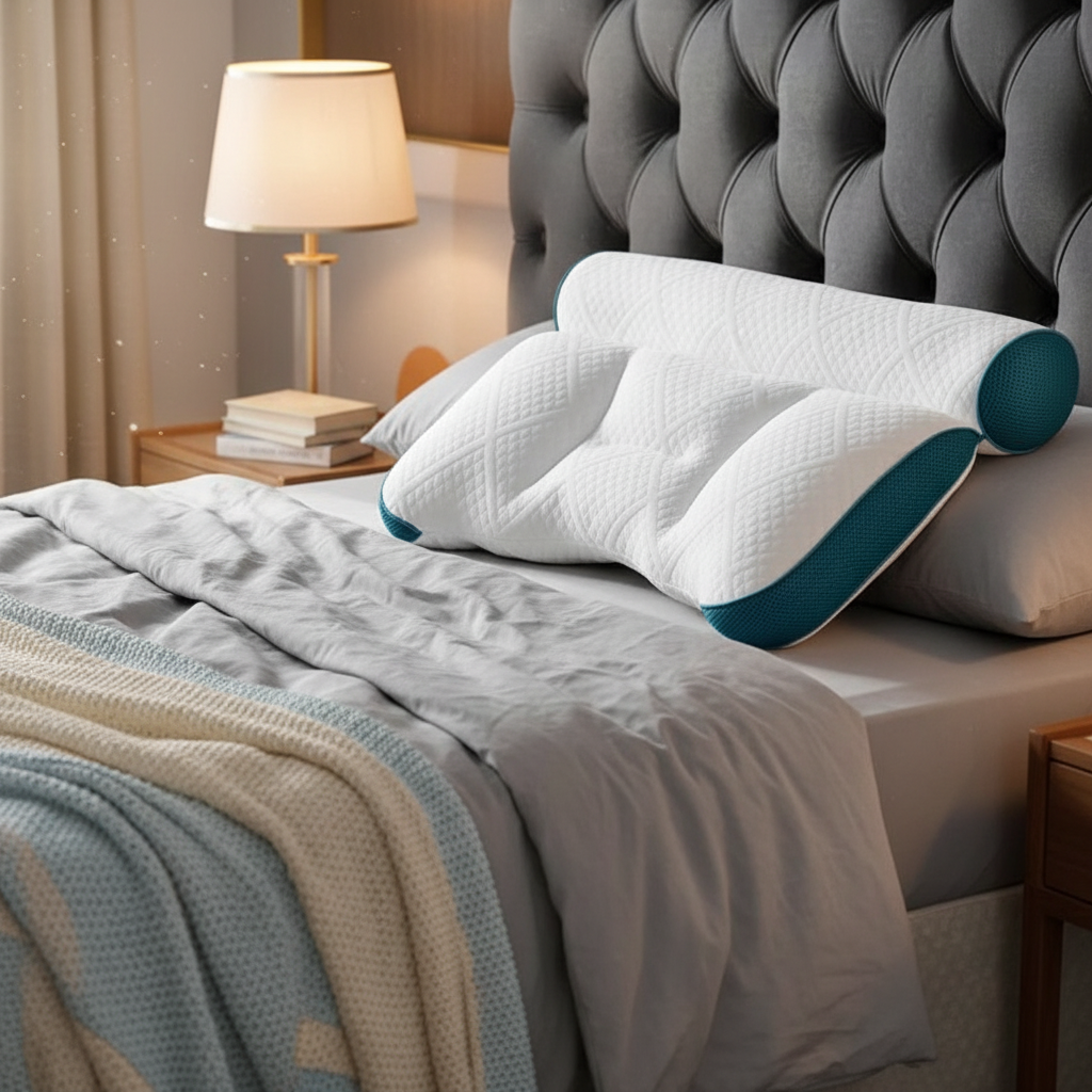 Ergonomic Goose Down Pillow with Cervical Memory Foam