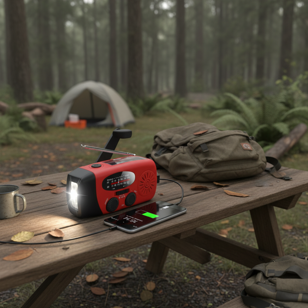 Emergency Hand-Crank Radio with Solar Power & Phone Charger