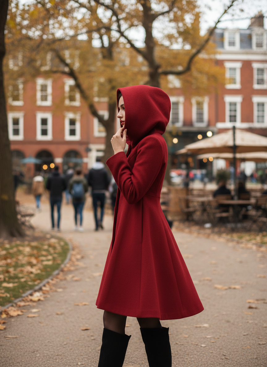Women's Turtleneck Coat with Button Closure