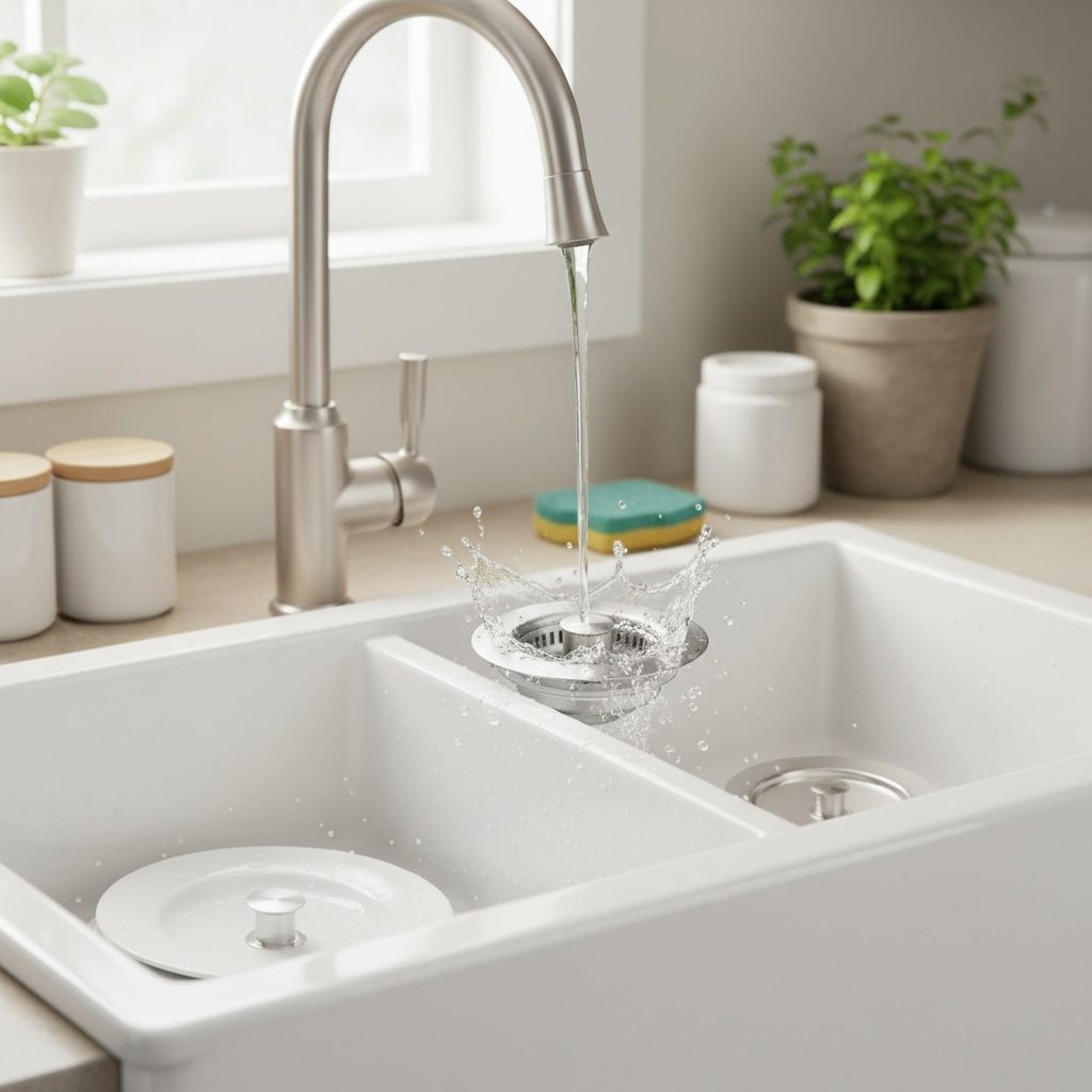 Kitchen Sink Drain Strainer with Pop-Up Basket