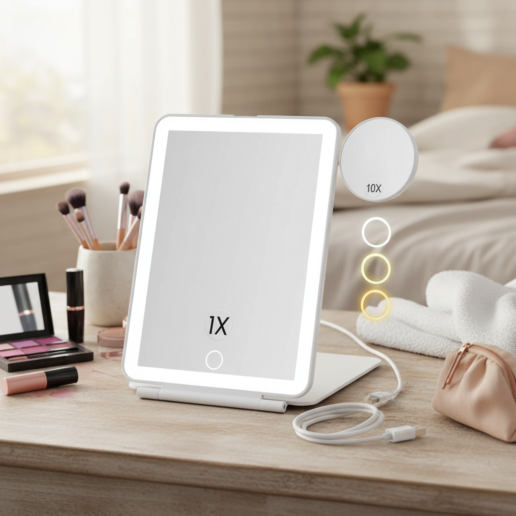 Lighted Magnifying Makeup Mirror for Travel