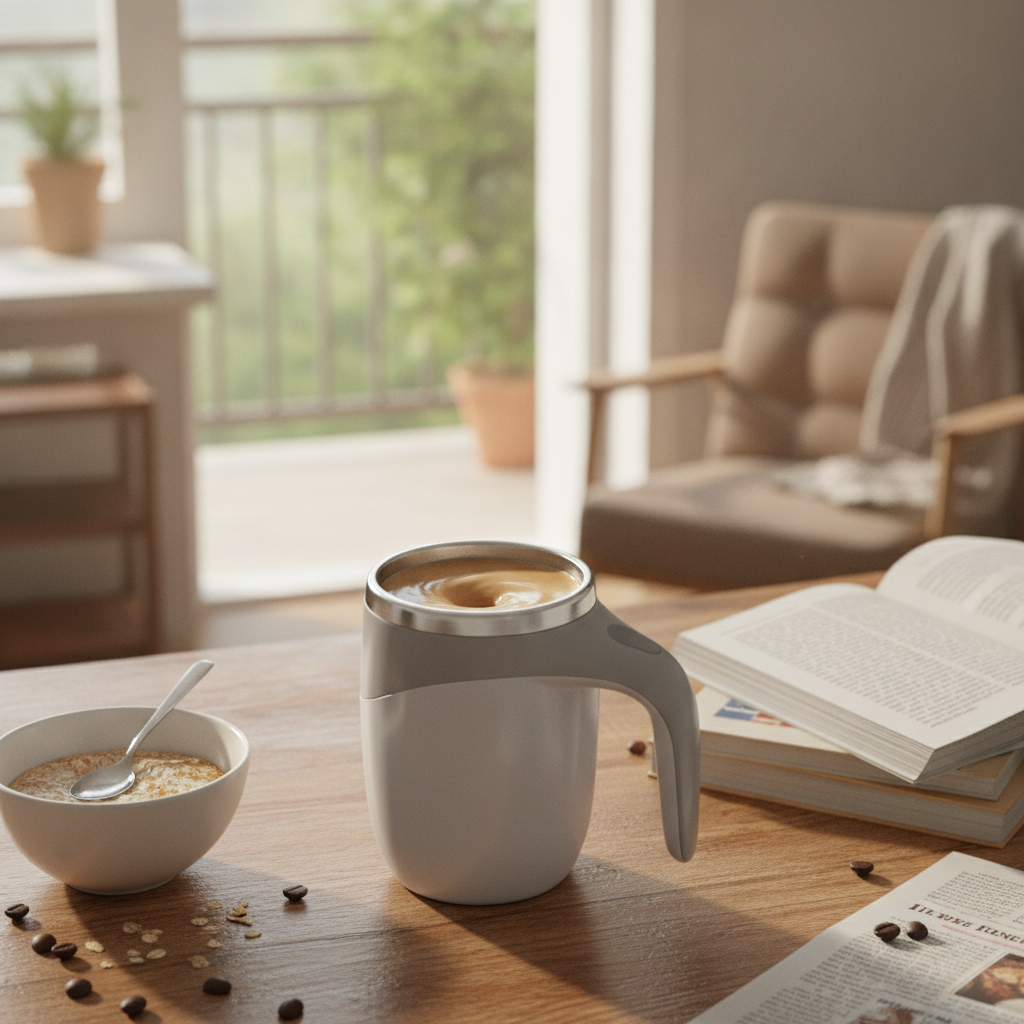 Self-Stirring Magnetic Coffee Cup with Auto-Mix