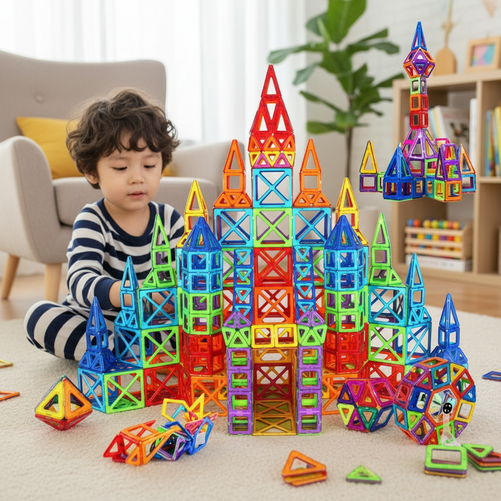 110 Piece Magnetic Building Blocks for Kids