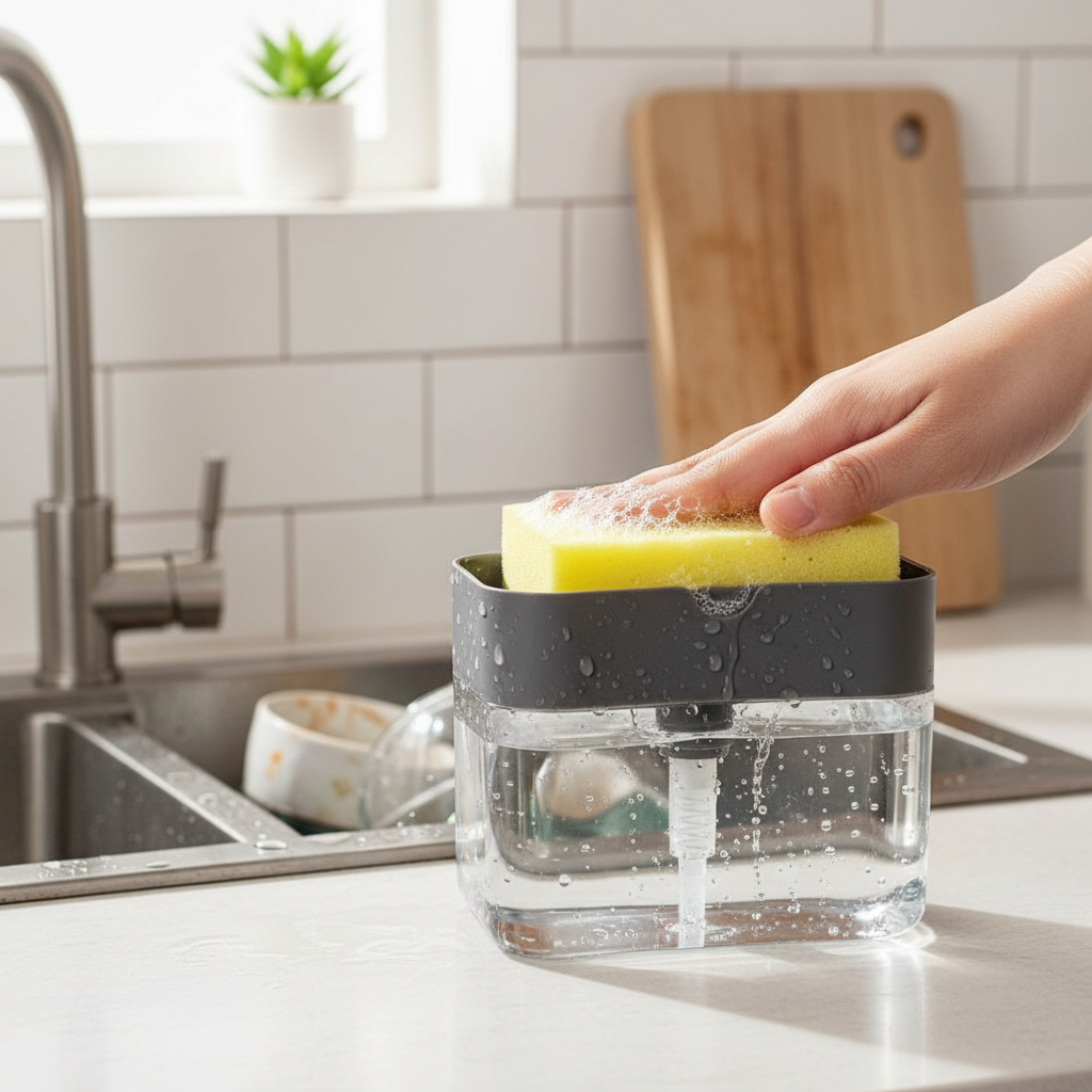 Automatic Dish Soap Dispenser with Sponge Holder