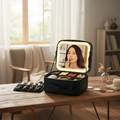 LED Makeup Bag with Mirror & Organizer