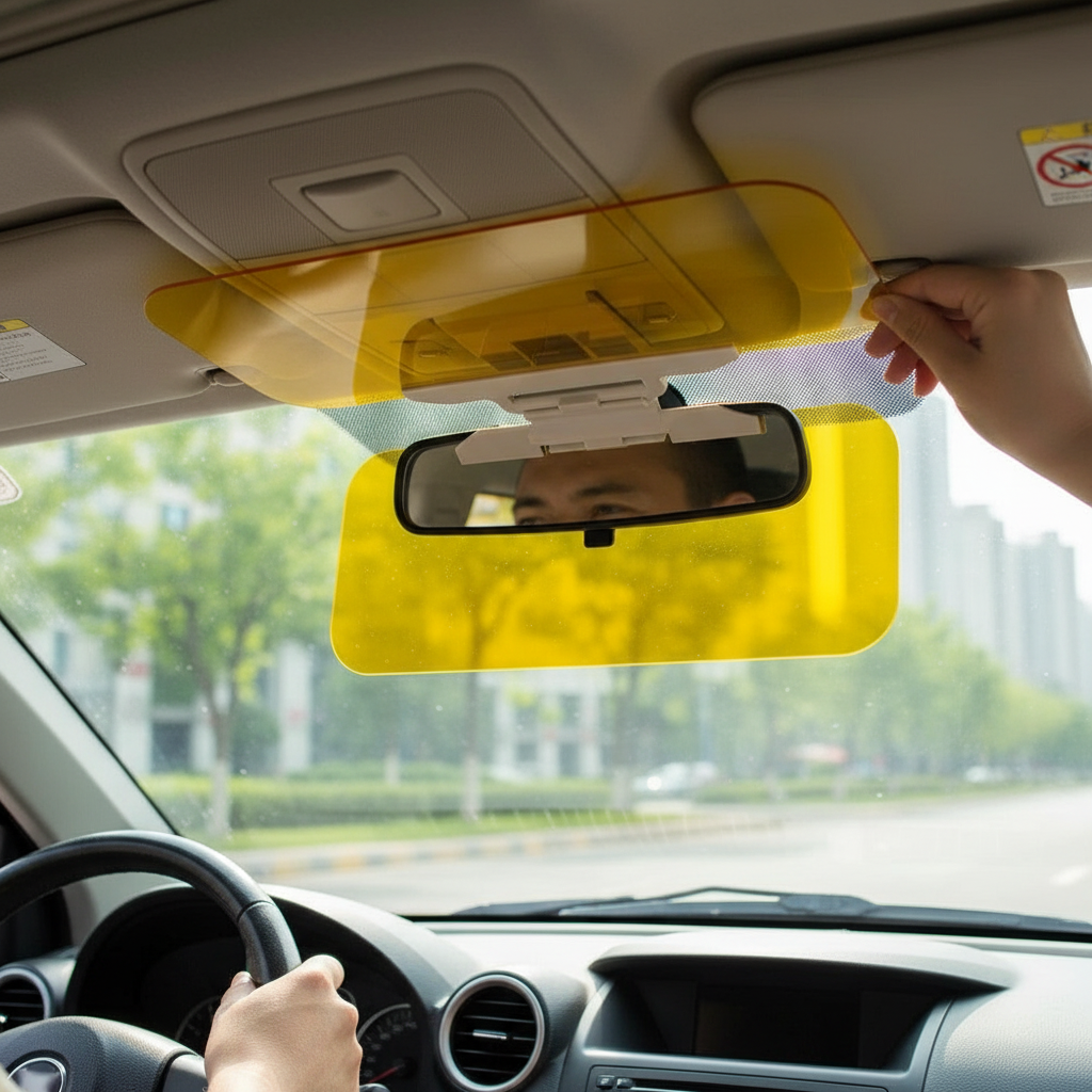 Dual-Use Car Visor Extender with Day & Night Lenses