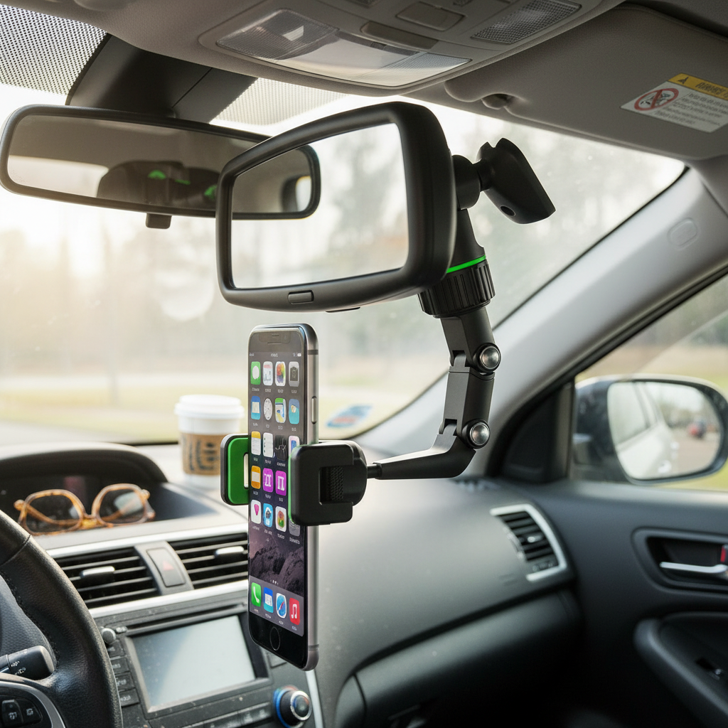 Car Phone Holder Mount for Rearview Mirror