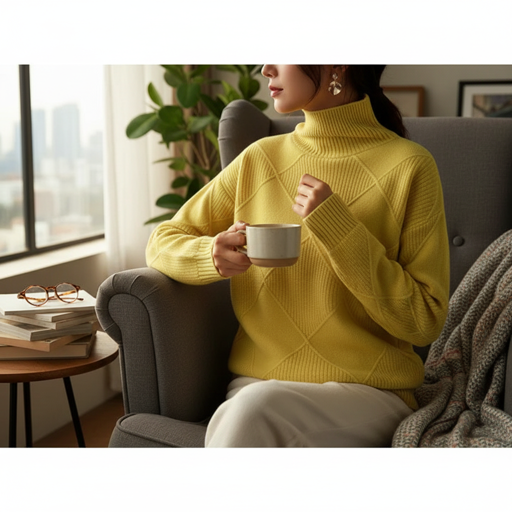 Women's Oversized Turtleneck Knitted Sweater