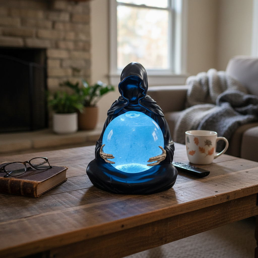 Grim Reaper Crystal Ball Light-Up Halloween Decoration