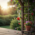 Leak-Proof Plastic Hummingbird Feeder with Flower Ports