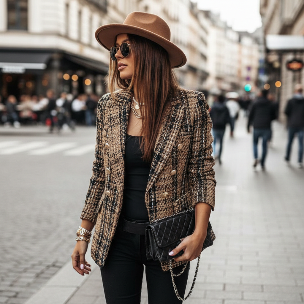 Women's Elegant Blazer in Black, Red & Green