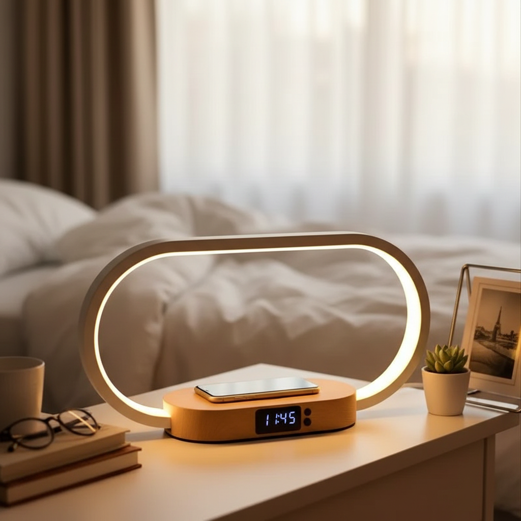 3-in-1 Wireless Charging Lamp with Digital Clock