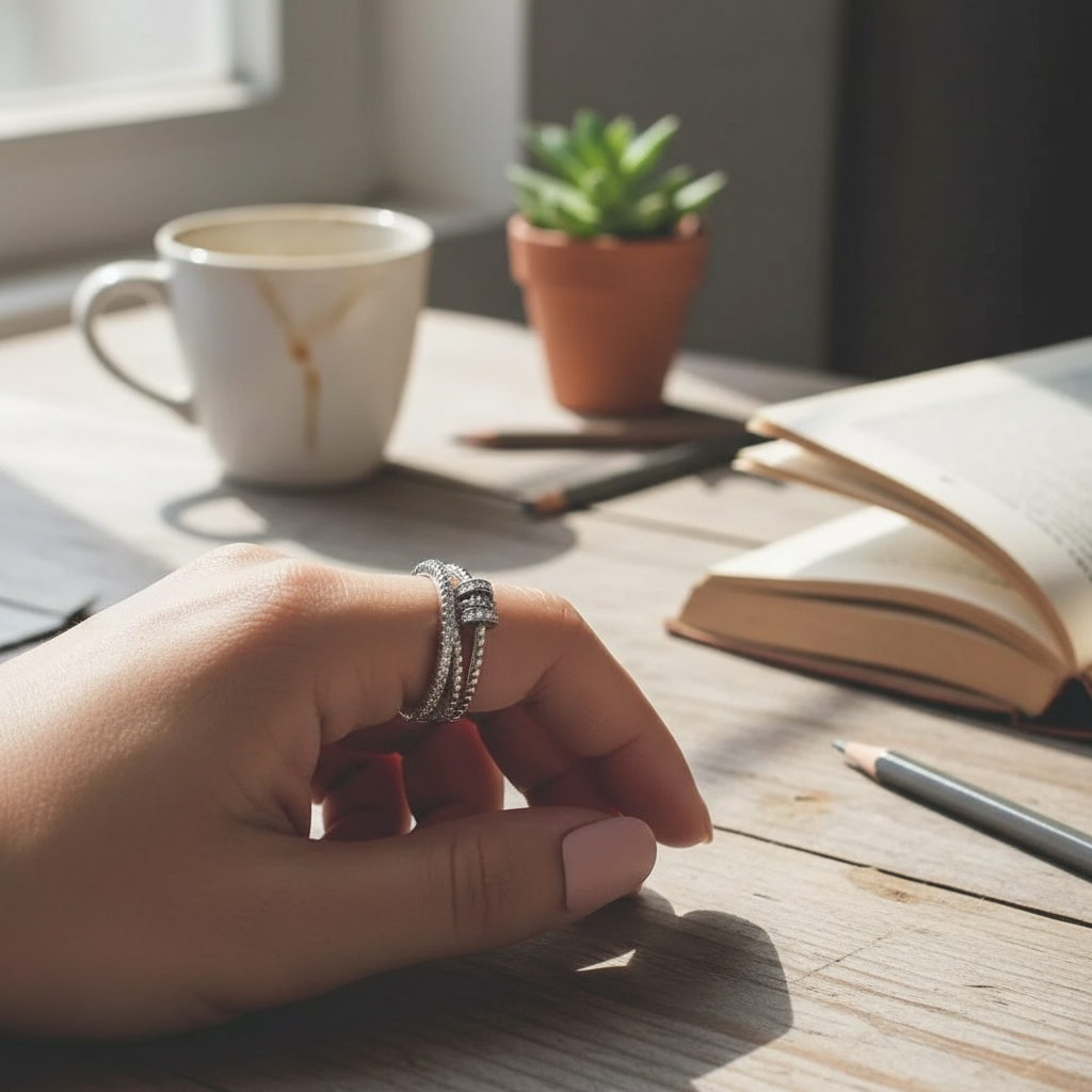 Triple-Spin Fidget Ring for Anxiety Relief